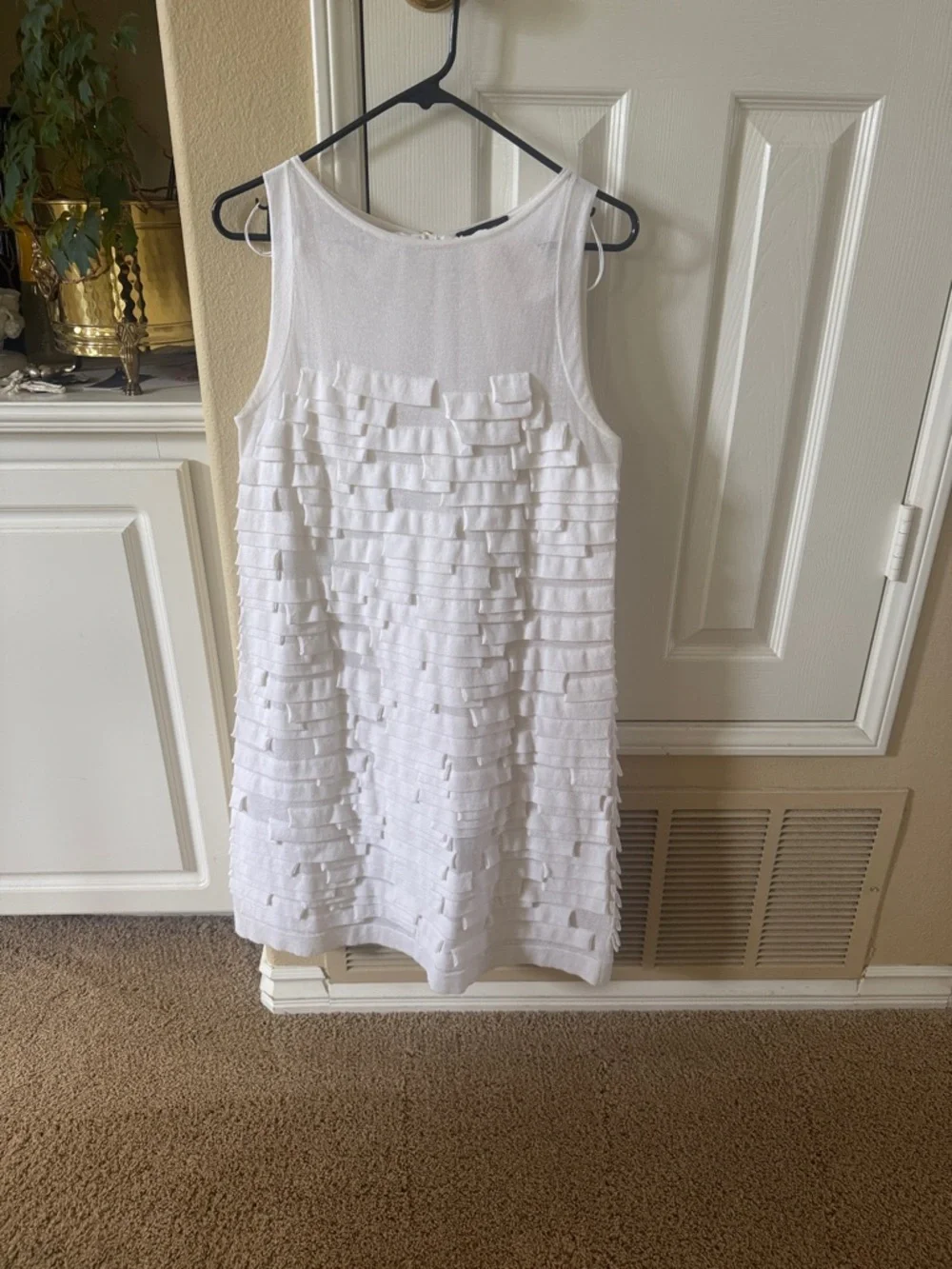CHANEL Bridal White Sleeveless Layered Textured Origami Midi Dress size 40
